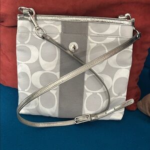 Coach Silver and Gray Designer Crossbody Bag